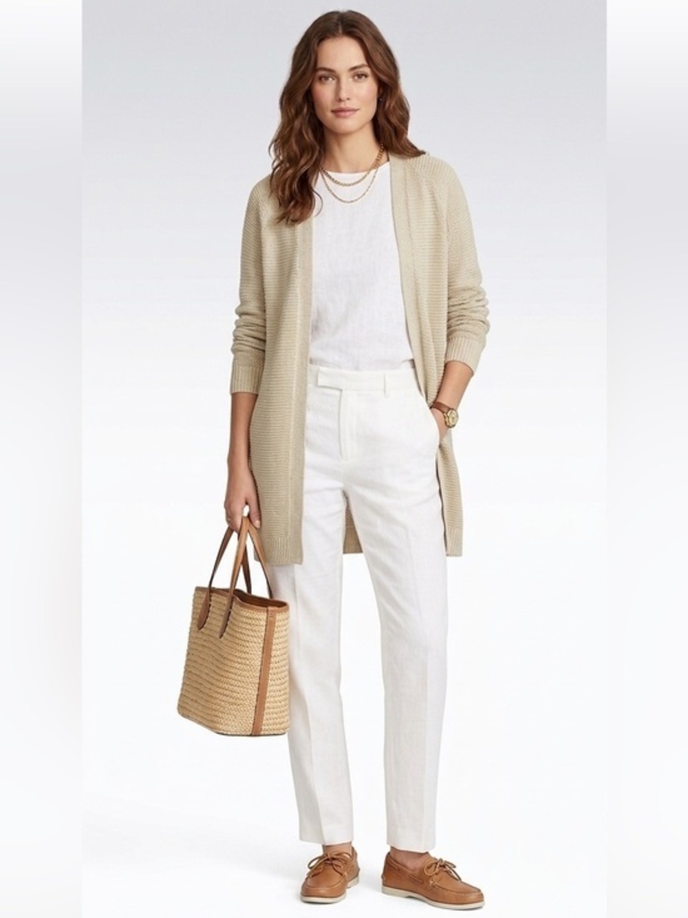 Only Beige Long Knit Cardigan
